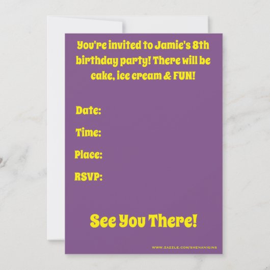 Party Einladung (Rückseite)