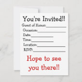 Party Einladung (Rückseite)