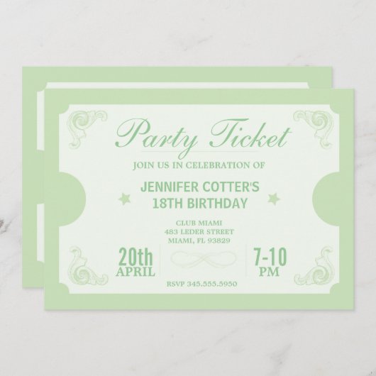 Party Einladung (Vorne/Hinten)