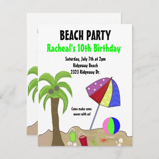 Party Einladung (Vorne/Hinten)