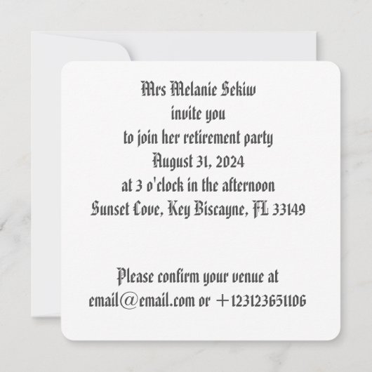 Party Einladung (Rückseite)