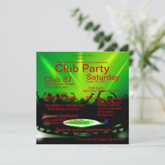 Party Einladung (Stehend Vorderseite)