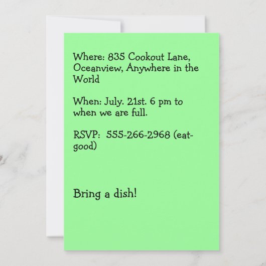 Party Einladung (Rückseite)