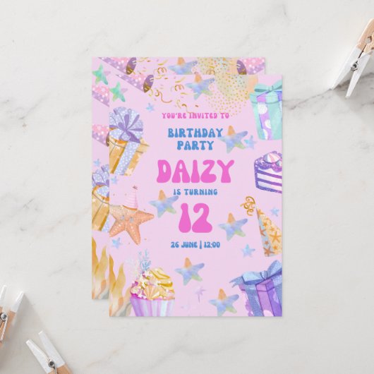 Party Einladung (Vorderseite/Rückseite Beispiel)