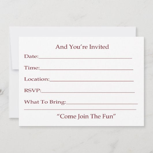 Party Einladung (Rückseite)