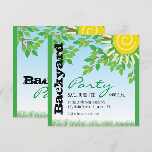 Party Einladung (Vorne/Hinten)