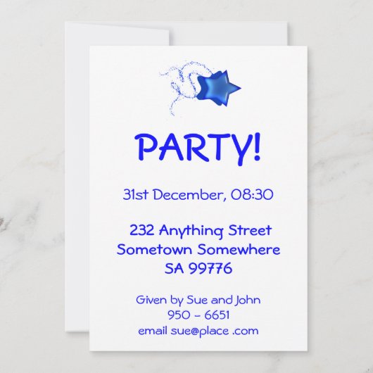 Party Einladung (Rückseite)