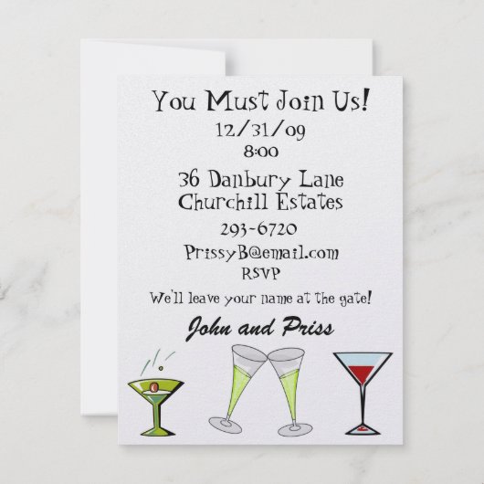 Party Einladung (Rückseite)