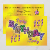 Party Einladung 101 (Vorne/Hinten)