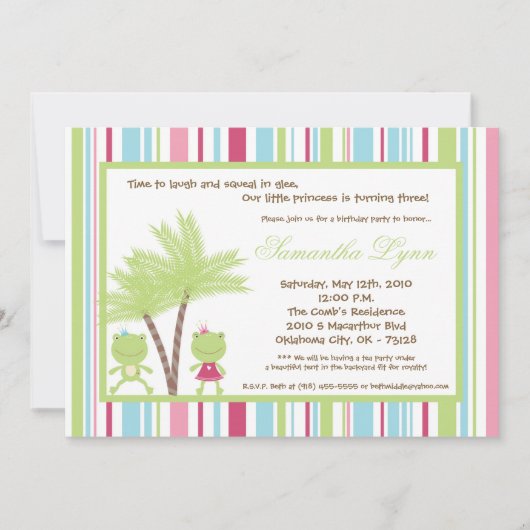 Party Einladung 12x18 Frosch-Prinz-Prinzessin (Vorderseite)