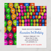 Party Einladung 3. Junge Ballons-Monster (Vorne/Hinten)