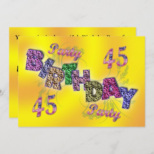 Party Einladung 45 (Vorne/Hinten)