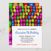 Party Einladung 5. Junge Ballons Monster (Vorne/Hinten)
