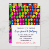 Party Einladung 7. Junge Ballons Monster (Vorne/Hinten)