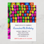 Party Einladung 8. Junge Ballons Monster (Vorne/Hinten)