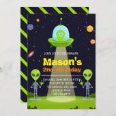 Party Einladung Alien (Vorne/Hinten)