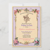 Party Einladung am Geburtstag Nachmittagstee lila (Vorderseite)