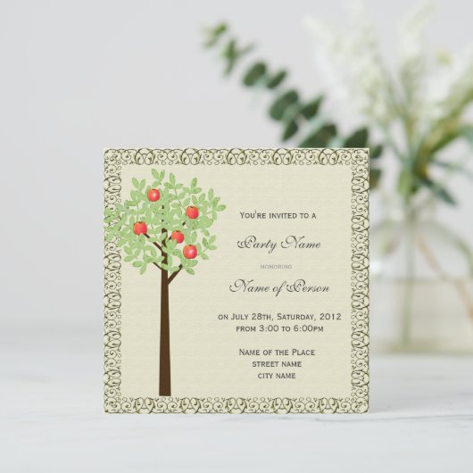 Party Einladung, Apfelbaum Einladung (Stehend Vorderseite)