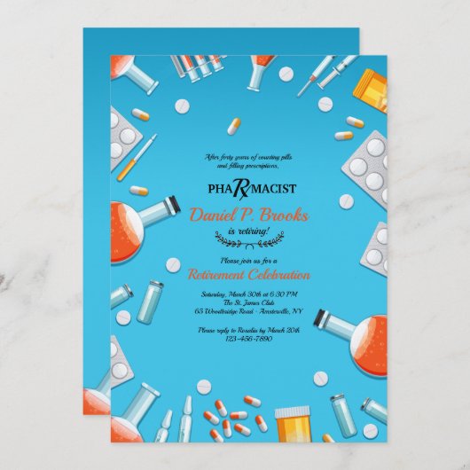 Party Einladung Apotheker (Vorne/Hinten)