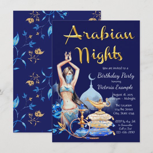 Party Einladung Arabian Nights (Vorne/Hinten)