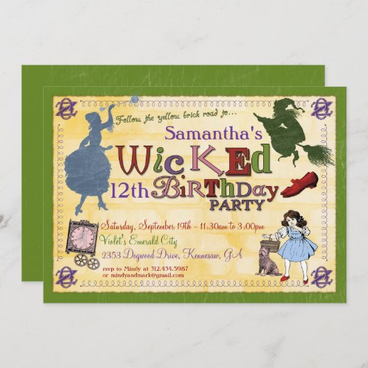Party Einladung - Assistent von Oz (Vorne/Hinten)