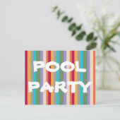 Party Einladung aus bunten Streifen (Stehend Vorderseite)