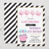 Party Einladung aus niedlicher Süßbaumwolle (Vorne/Hinten)
