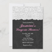 Party Einladung aus weißem Lace und schwarzem Lede (Vorderseite)