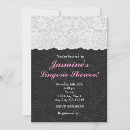 Party Einladung aus weißem Lace und schwarzem Lede