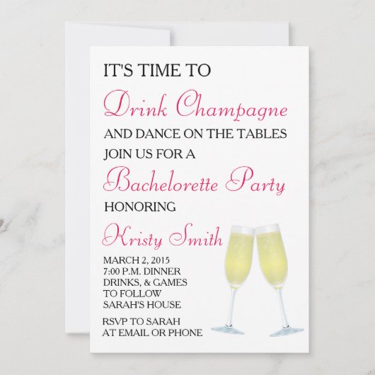 Party Einladung Bachelorette oder Hen (Vorderseite)