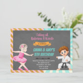 Party Einladung Ballerina Karate (Stehend Vorderseite)