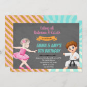 Party Einladung Ballerina Karate (Vorne/Hinten)