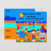 Party Einladung Birthday Beach Boy Girl Children (Vorne/Hinten)