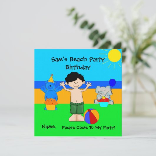 Party Einladung Birthday Beach Boys Children (Stehend Vorderseite)