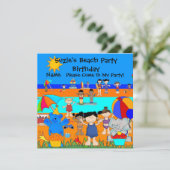 Party Einladung Birthday Beach Girls Kinder (Stehend Vorderseite)