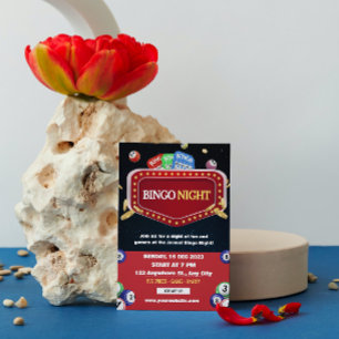 Party Einladung "Black and Red Bingo Night"