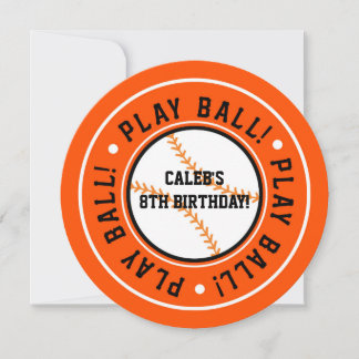 Party Einladung "Black & Orange Baseball PLAY"