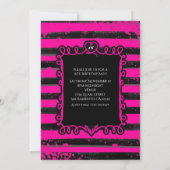 Party Einladung "Black & Pink Strip Grunge Glam" (Rückseite)