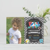 Party Einladung Black Splish Splash Boy (Stehend Vorderseite)
