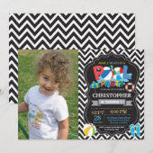 Party Einladung Black Splish Splash Boy (Vorne/Hinten)
