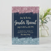 Party Einladung Blau und Rosa Sparkle (Stehend Vorderseite)