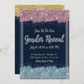 Party Einladung Blau und Rosa Sparkle (Vorne/Hinten)