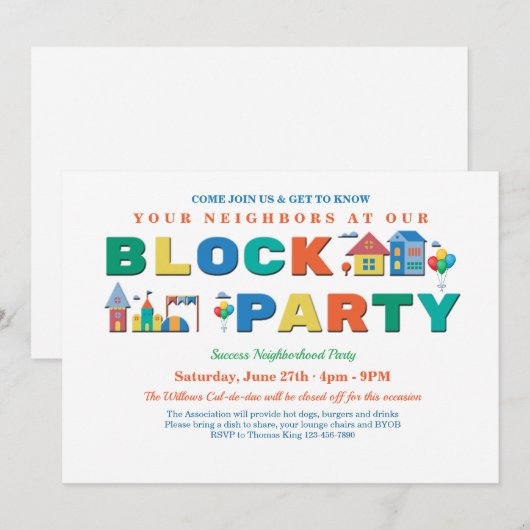 Party Einladung blockieren (Vorne/Hinten)