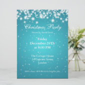 Party Einladung Blue Elegante Sparkle Custom (Stehend Vorderseite)