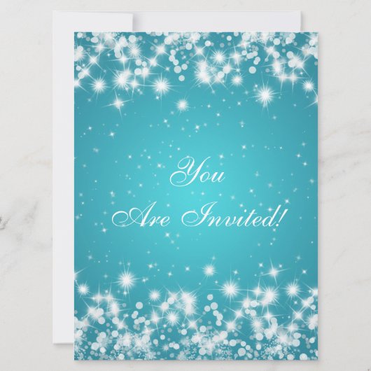 Party Einladung Blue Elegante Sparkle Custom (Rückseite)