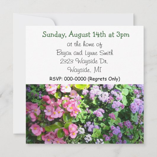 Party Einladung Blumengarten (Rückseite)