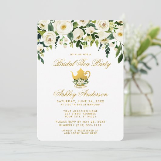 Party Einladung Blumengrün (Stehend Vorderseite)