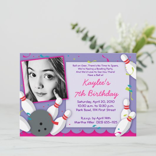 Party Einladung "Bowled Over" - Mädchen (Stehend Vorderseite)