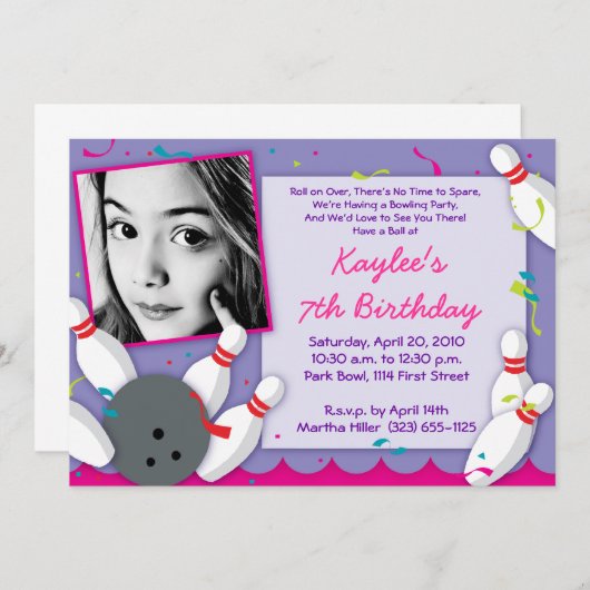Party Einladung "Bowled Over" - Mädchen (Vorne/Hinten)
