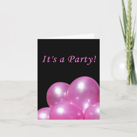 Party Einladung Bright Pink Balloons (Vorderseite)